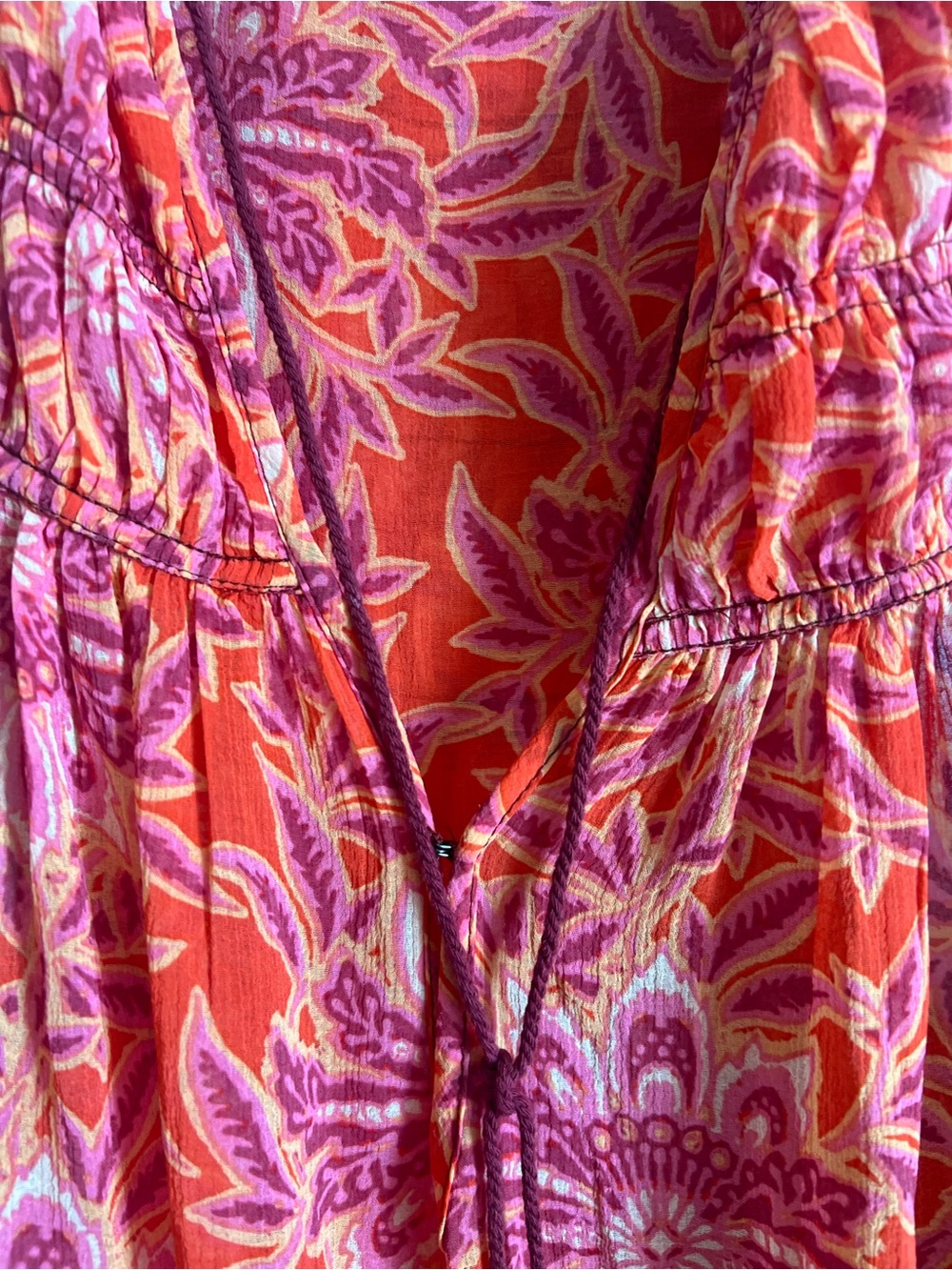 Free People Flowy Chiffon Floral Paisley Print Tunic Size XS Boho Lightweight - Picture 4 of 12